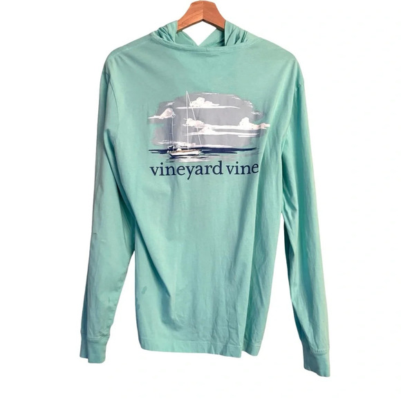 Vineyard Vines Long-Sleeve Coastal Boat Performance Hoodie T-Shirt Size XS - Picture 2 of 5